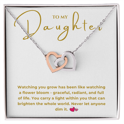 To My Daughter Interlocking Hearts Necklace