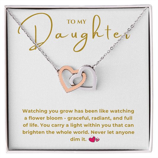 To My Daughter Interlocking Hearts Necklace