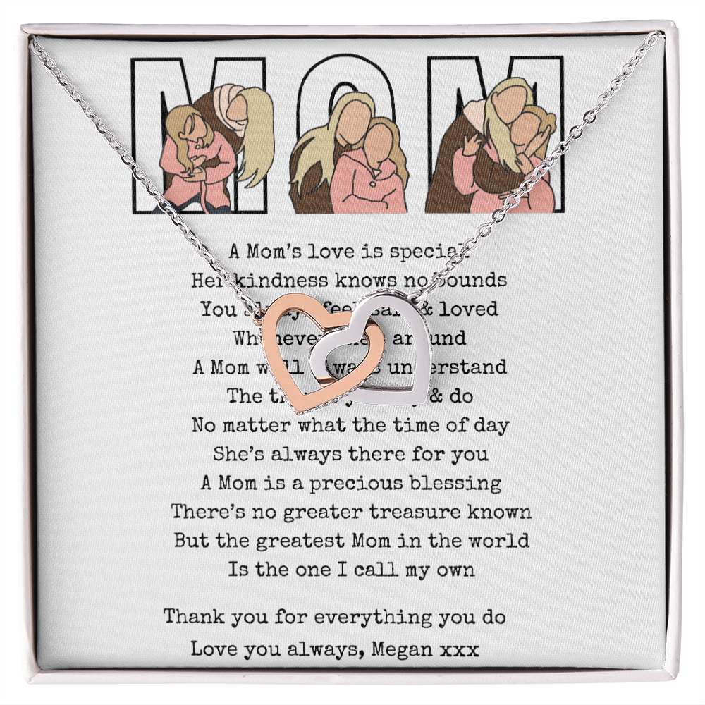 Personalized Mom Interlocking Hearts Necklace