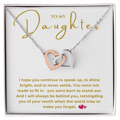 To My Daughter Interlocking Hearts Necklace
