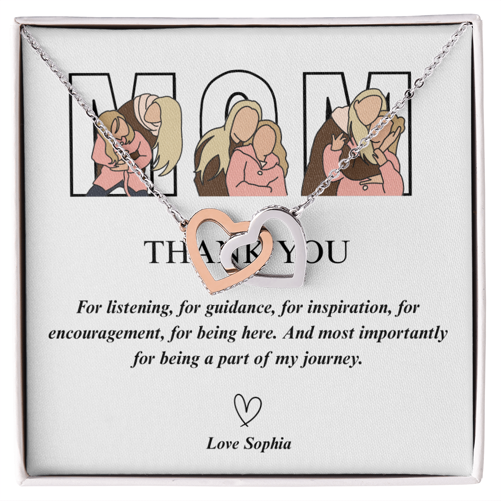 Personalized Thank You Mom  Interlocking Hearts Necklace