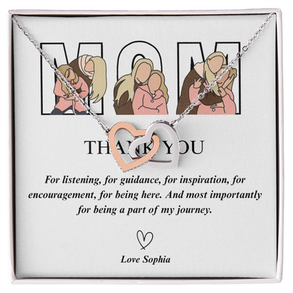 Personalized Thank You Mom  Interlocking Hearts Necklace