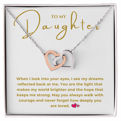 To My Daughter Interlocking Hearts Necklace