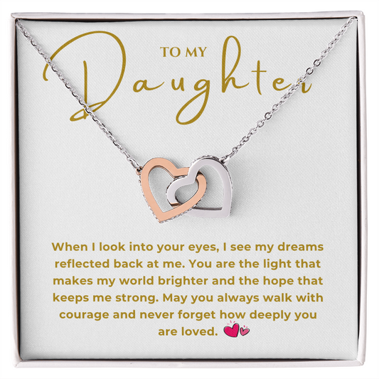 To My Daughter Interlocking Hearts Necklace