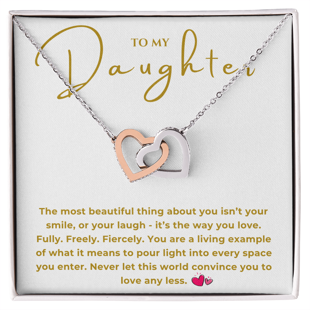 To My Daughter Interlocking Hearts Necklace