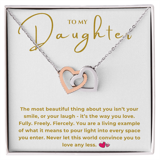 To My Daughter Interlocking Hearts Necklace