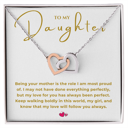 To My Daughter Interlocking Hearts Necklace