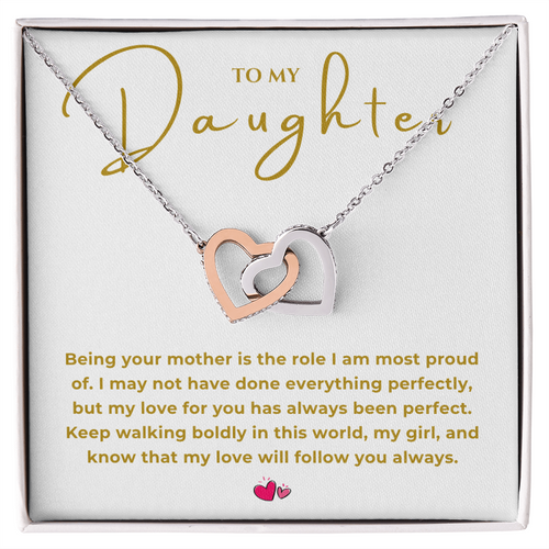 To My Daughter Interlocking Hearts Necklace