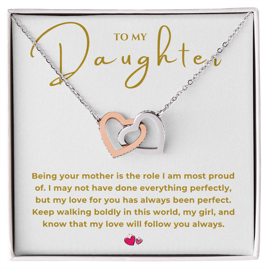 To My Daughter Interlocking Hearts Necklace