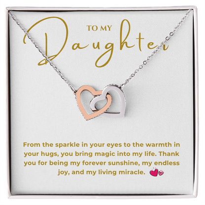To My Daughter Interlocking Hearts Necklace