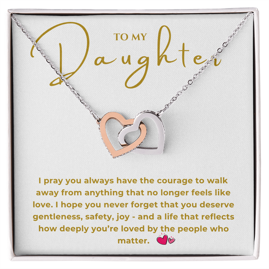To My Daughter Interlocking Hearts Necklace