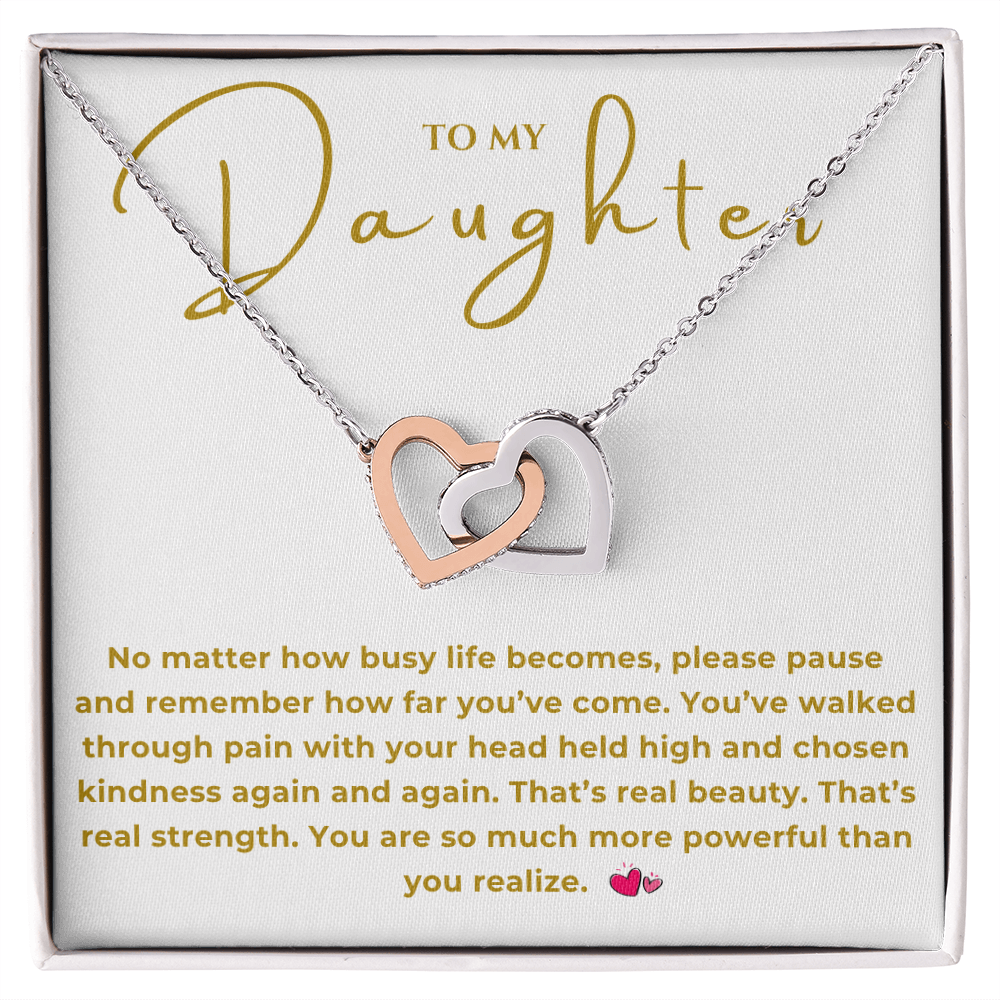 To My Daughter Interlocking Hearts Necklace