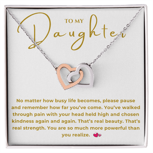 To My Daughter Interlocking Hearts Necklace