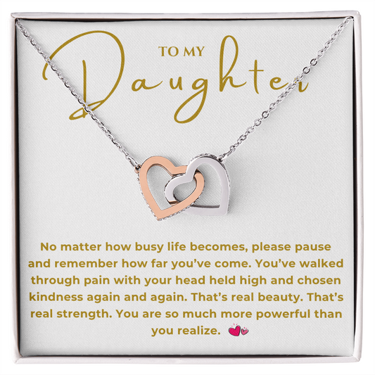 To My Daughter Interlocking Hearts Necklace