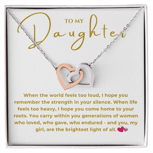 To My Daughter Interlocking Hearts Necklace