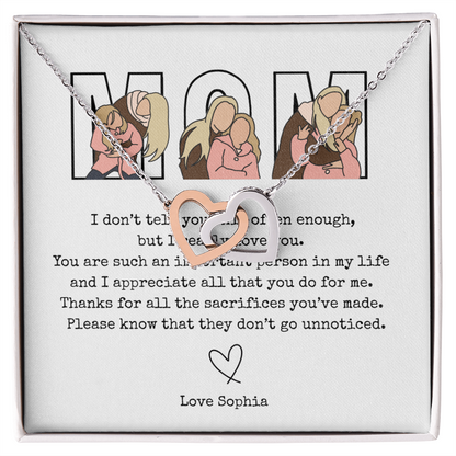 Personalized Mom Interlocking Hearts Necklace