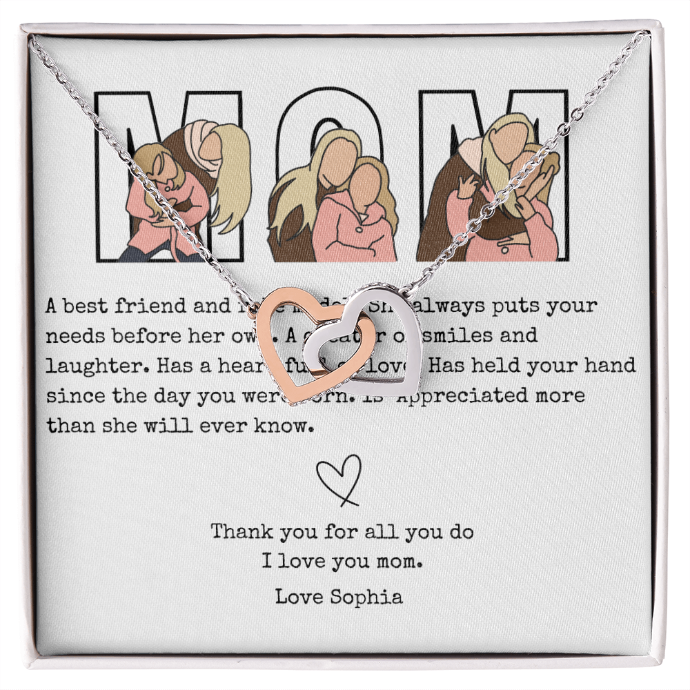 Personalized Mom Interlocking Hearts Necklace