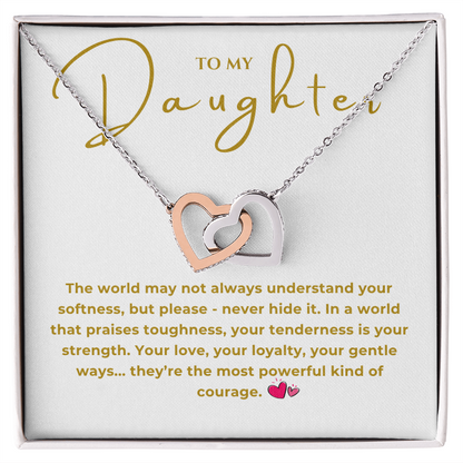 To My Daughter Interlocking Hearts Necklace