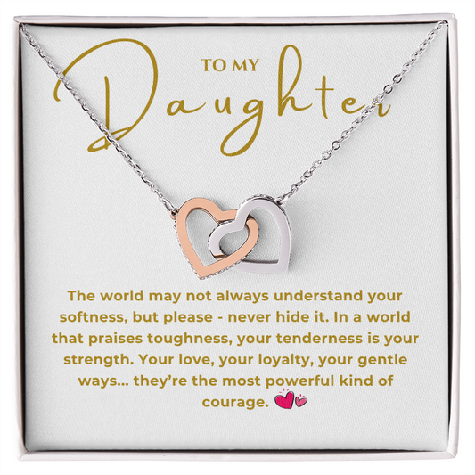 To My Daughter Interlocking Hearts Necklace