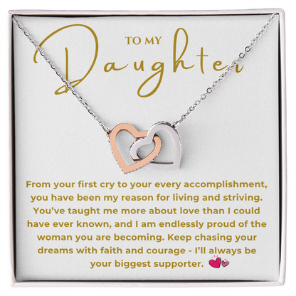To My Daughter Interlocking Hearts Necklace