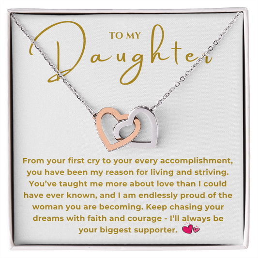To My Daughter Interlocking Hearts Necklace