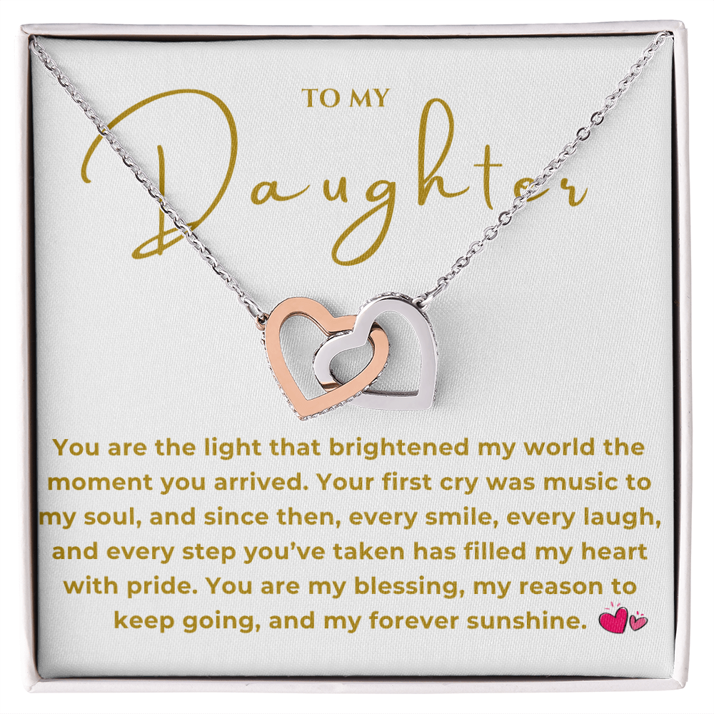 To My Daughter Interlocking Hearts Necklace