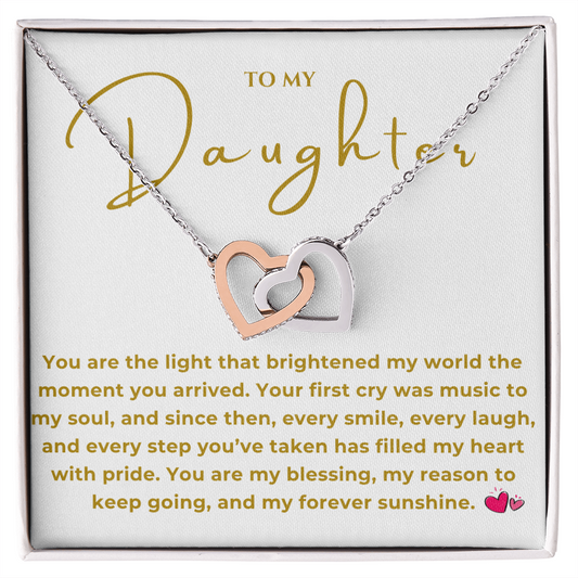 To My Daughter Interlocking Hearts Necklace