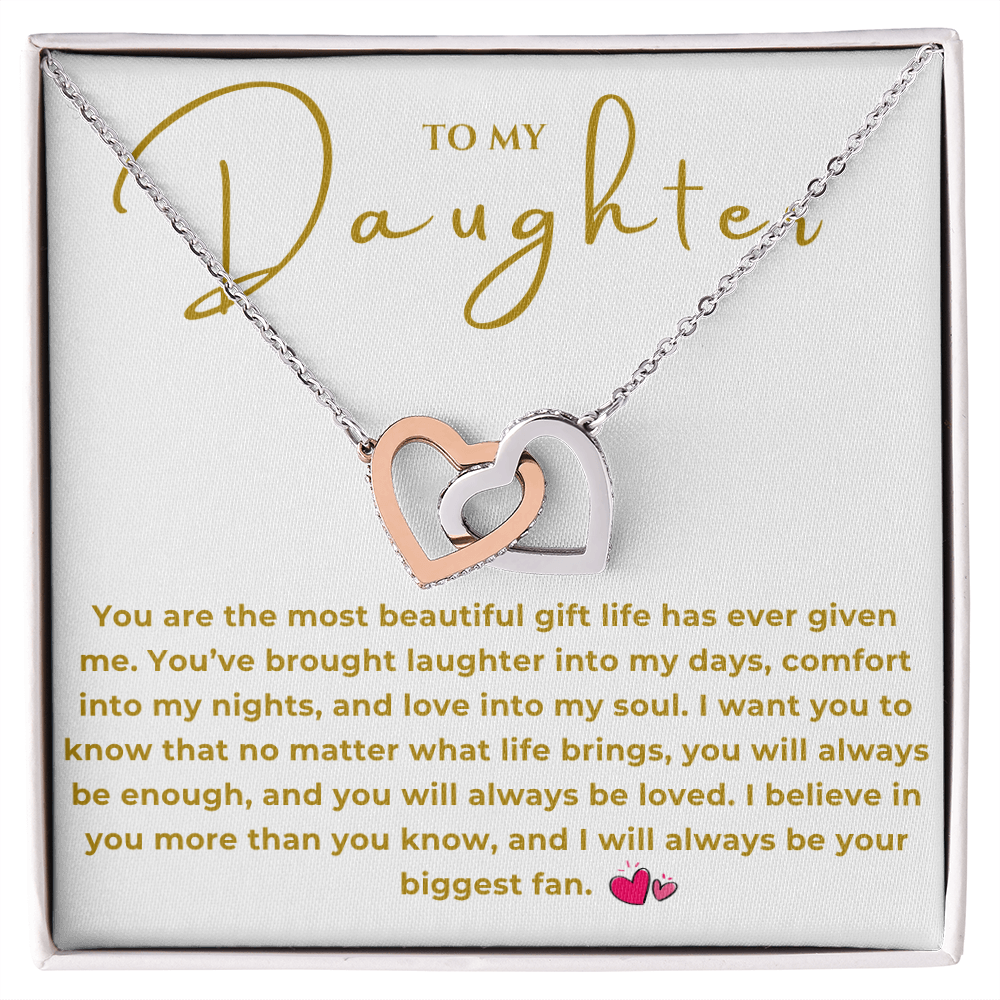 To My Daughter Interlocking Hearts Necklace