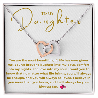 To My Daughter Interlocking Hearts Necklace