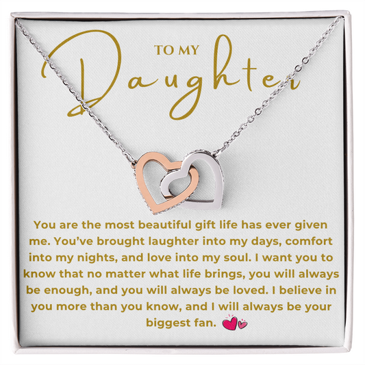 To My Daughter Interlocking Hearts Necklace