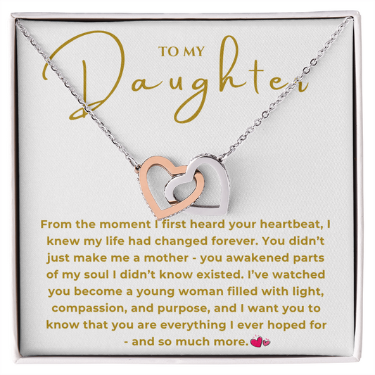 To My Daughter Interlocking Hearts Necklace
