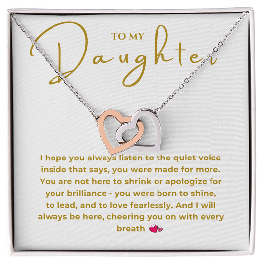 To My Daughter Interlocking Hearts Necklace