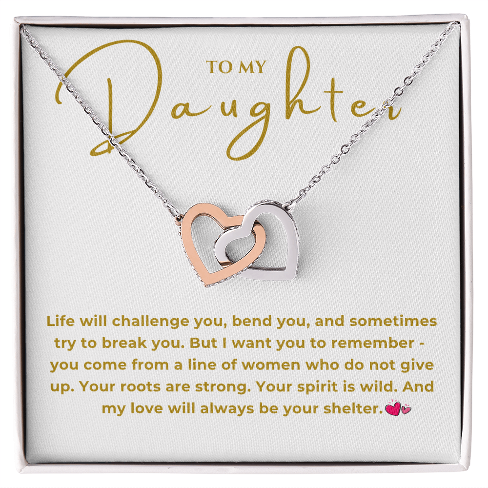 To My Daughter Interlocking Hearts Necklace