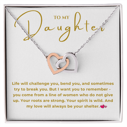 To My Daughter Interlocking Hearts Necklace