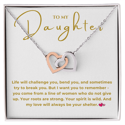 To My Daughter Interlocking Hearts Necklace