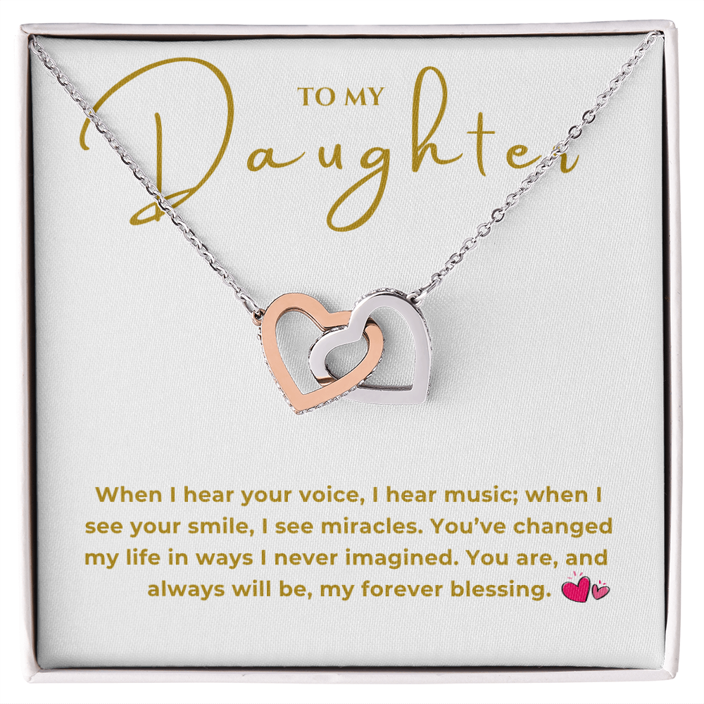 To My Daughter Interlocking Hearts Necklace