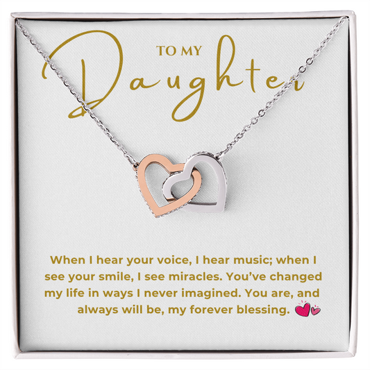 To My Daughter Interlocking Hearts Necklace