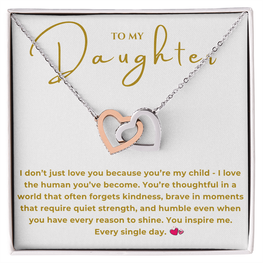 To My Daughter Interlocking Hearts Necklace