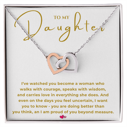 To My Daughter Interlocking Hearts Necklace