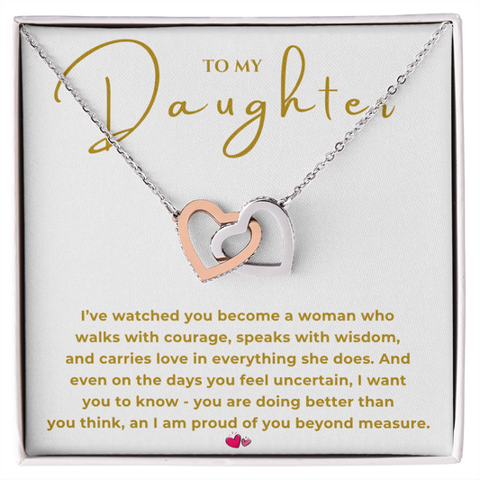 To My Daughter Interlocking Hearts Necklace