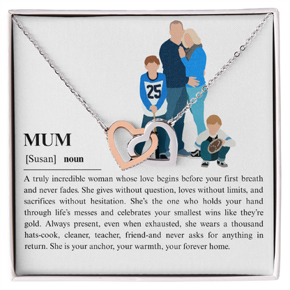 Personalized Mom Interlocking Hearts Necklace