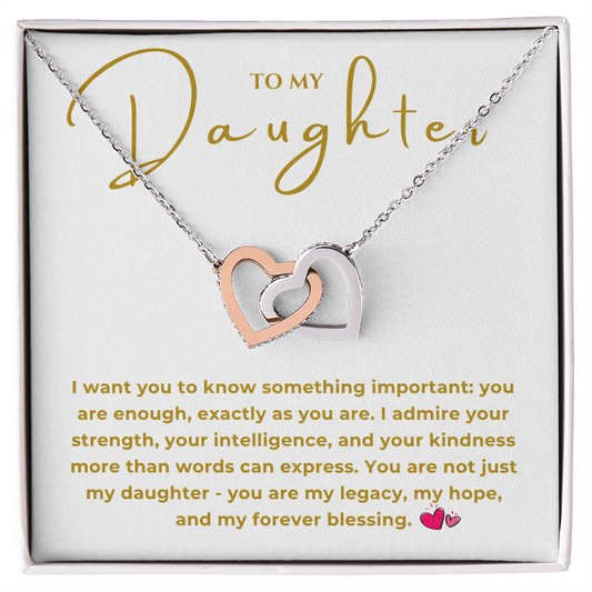 To My Daughter Interlocking Hearts Necklace
