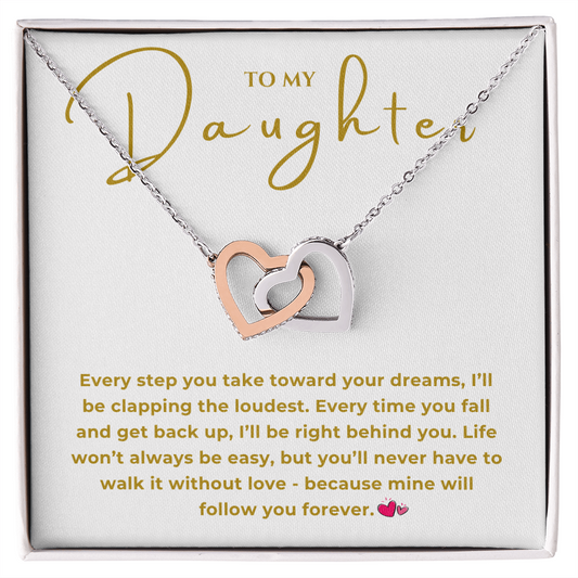 To My Daughter Interlocking Hearts Necklace