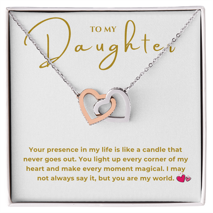 To My Daughter Interlocking Hearts Necklace
