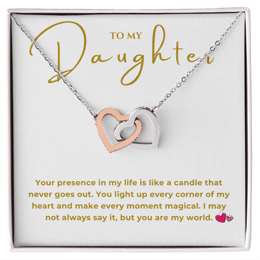 To My Daughter Interlocking Hearts Necklace