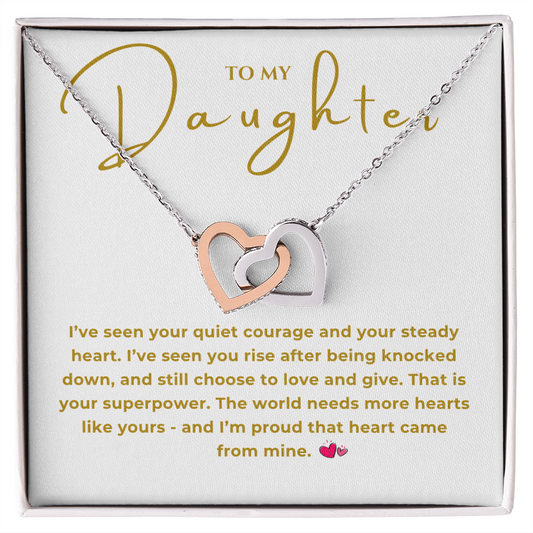 To My Daughter Interlocking Hearts Necklace