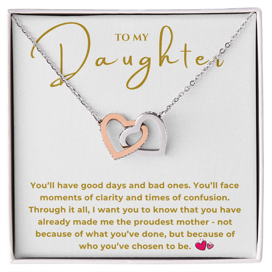 To My Daughter Interlocking Hearts Necklace