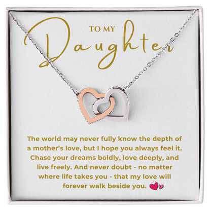 To My Daughter Interlocking Hearts Necklace