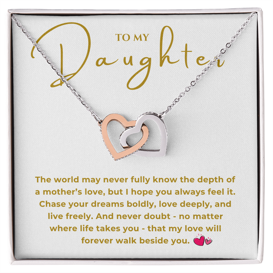 To My Daughter Interlocking Hearts Necklace