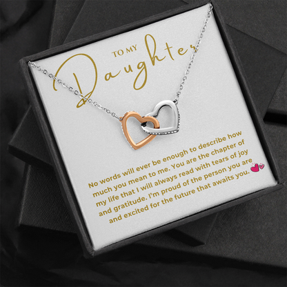 To My Daughter Interlocking Hearts Necklace